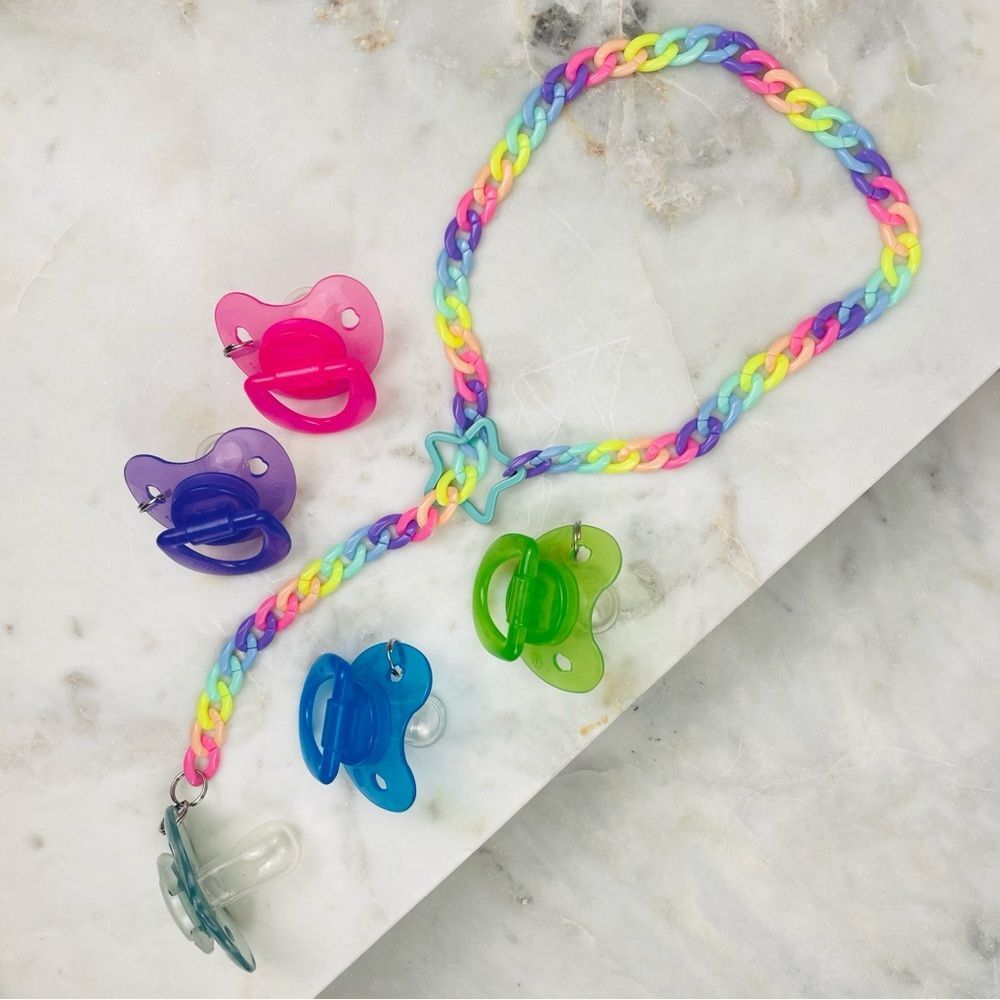 rainbow Rave lariat drop star necklace custom bundles kandi link Trapper Keeper